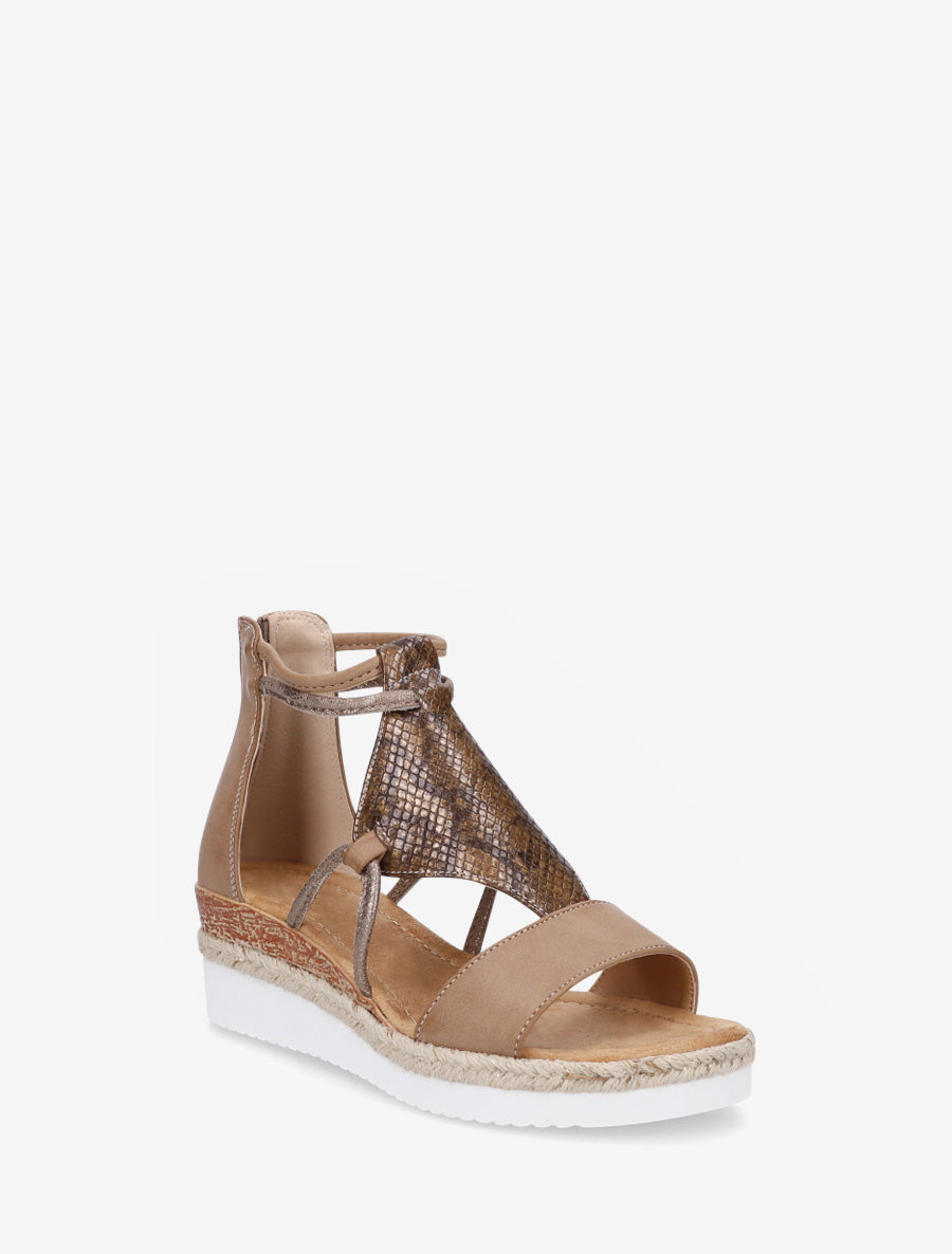 Sandales irisées à talon compensé - Taupe - 2