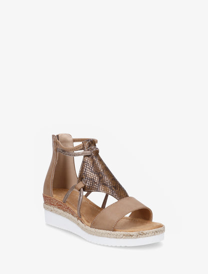 Sandales irisées à talon compensé - Taupe - 2