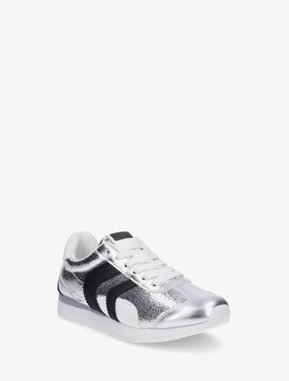 Sneakers à contrefort contrastant et double lacets - Argent - 2