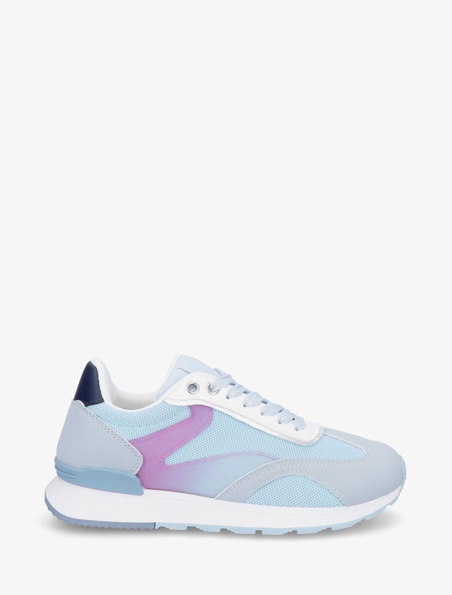 Baskets à bandes stylisées et empiècement effet nubuck - Bleu ciel - 1