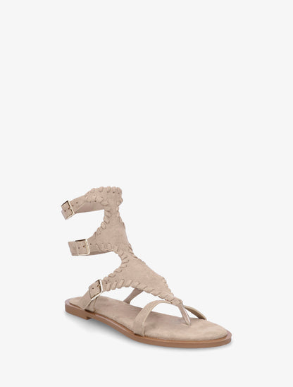 Sandales plates montantes à entre-doigt - Taupe - 2