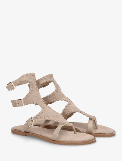 Sandales plates montantes à entre-doigt - Taupe - 4