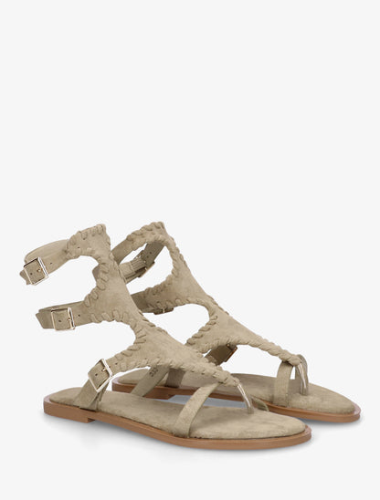 Sandales plates montantes à entre-doigt - Kaki - 4