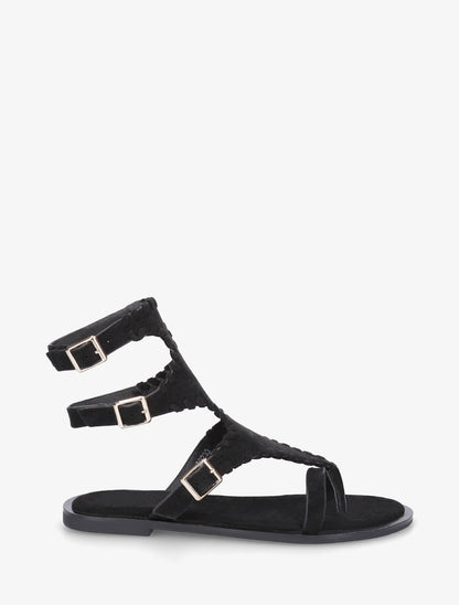 Sandales plates montantes à entre-doigt - Noir - 1