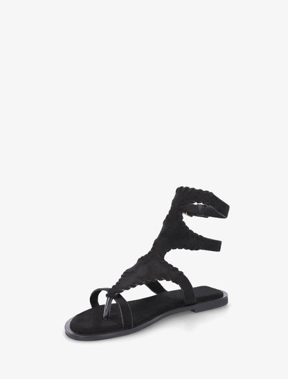 Sandales plates montantes à entre-doigt - Noir - 3