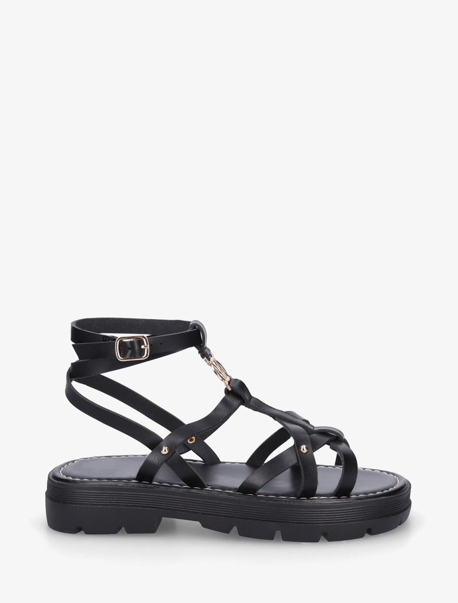 Sandales plates à brides croisées - Noir - 1