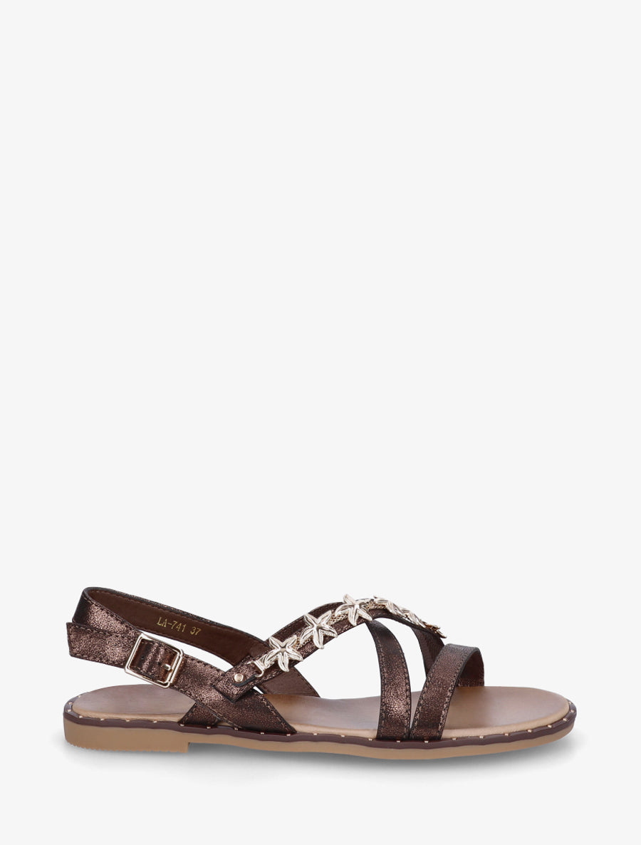 Nu-pieds cloutés à bijoux étoiles de mer - Marron - 1
