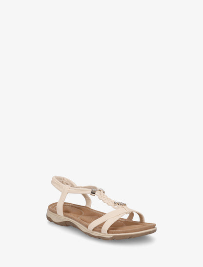 Nu-pieds à empiècement trèfle strassé - Beige - 2