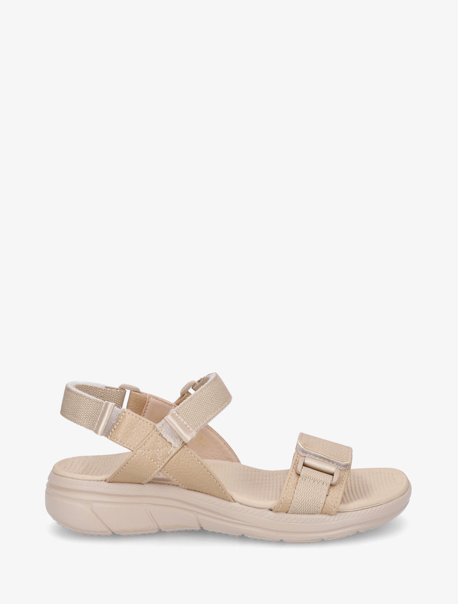 Nu-pieds en simili à triples scratch - Taupe - 1