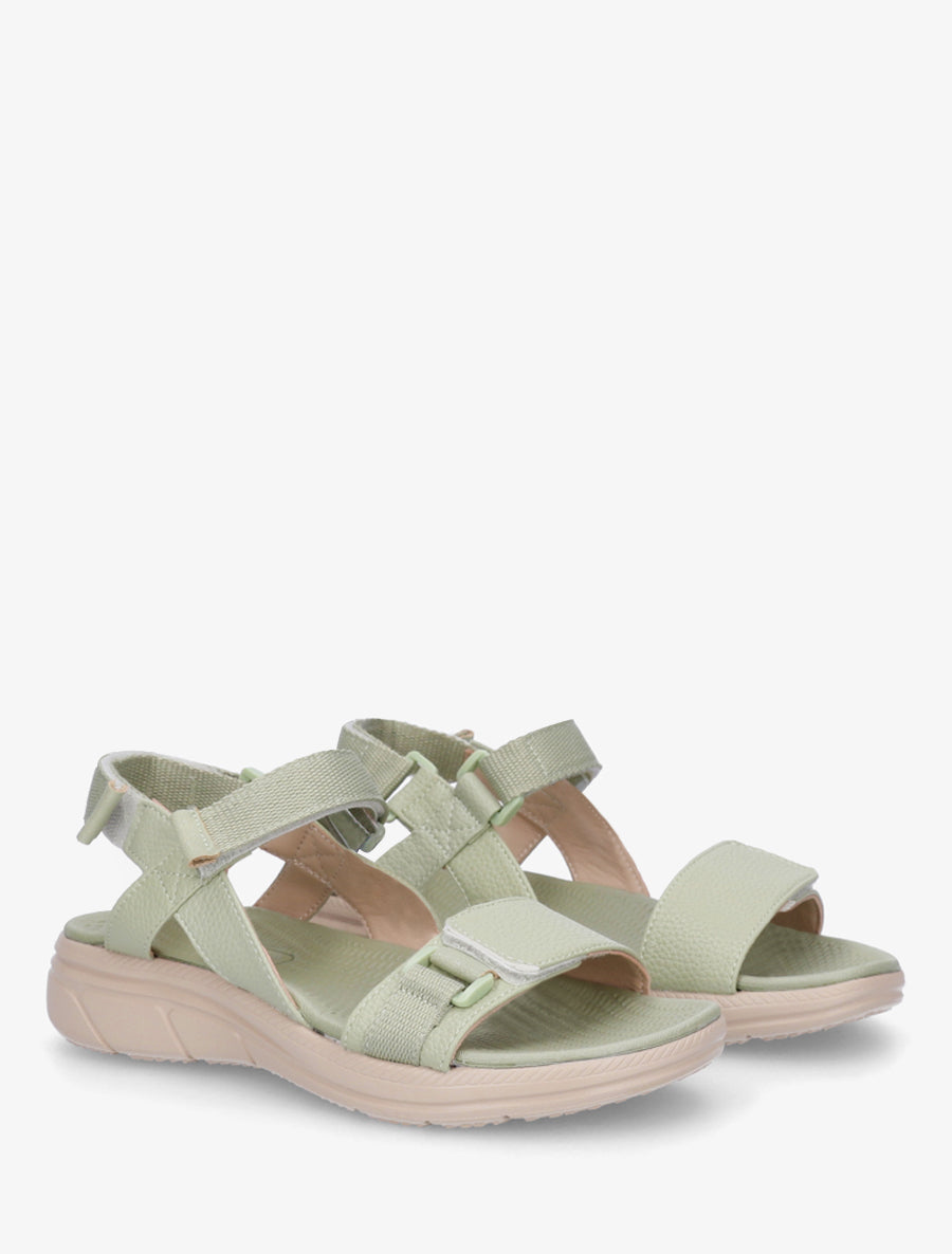 Nu-pieds en simili à triples scratch - Vert d&