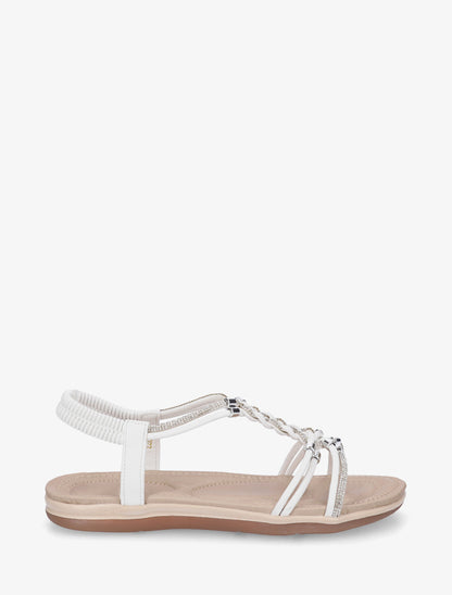 Nu-pieds à brides tressées et strassées - Blanc - 1