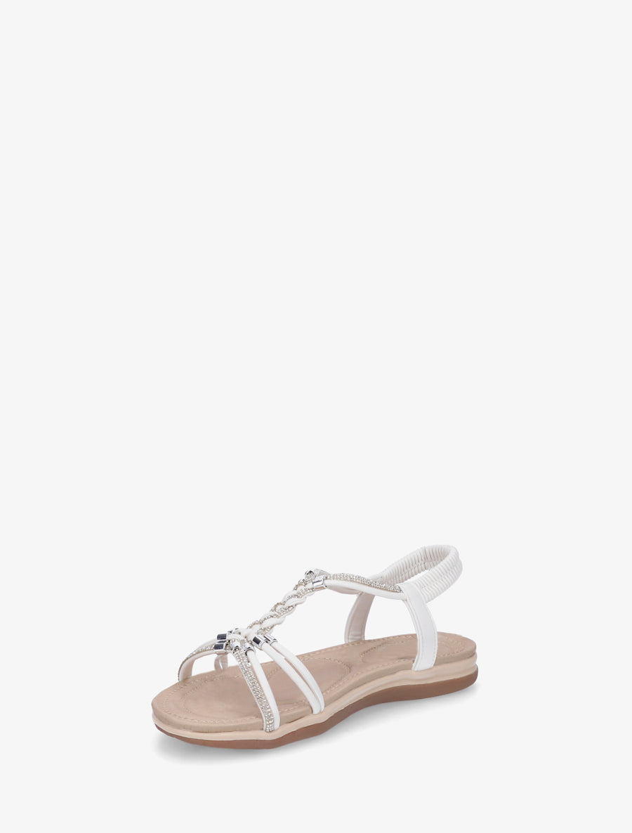 Nu-pieds à brides tressées et strassées - Blanc - 3