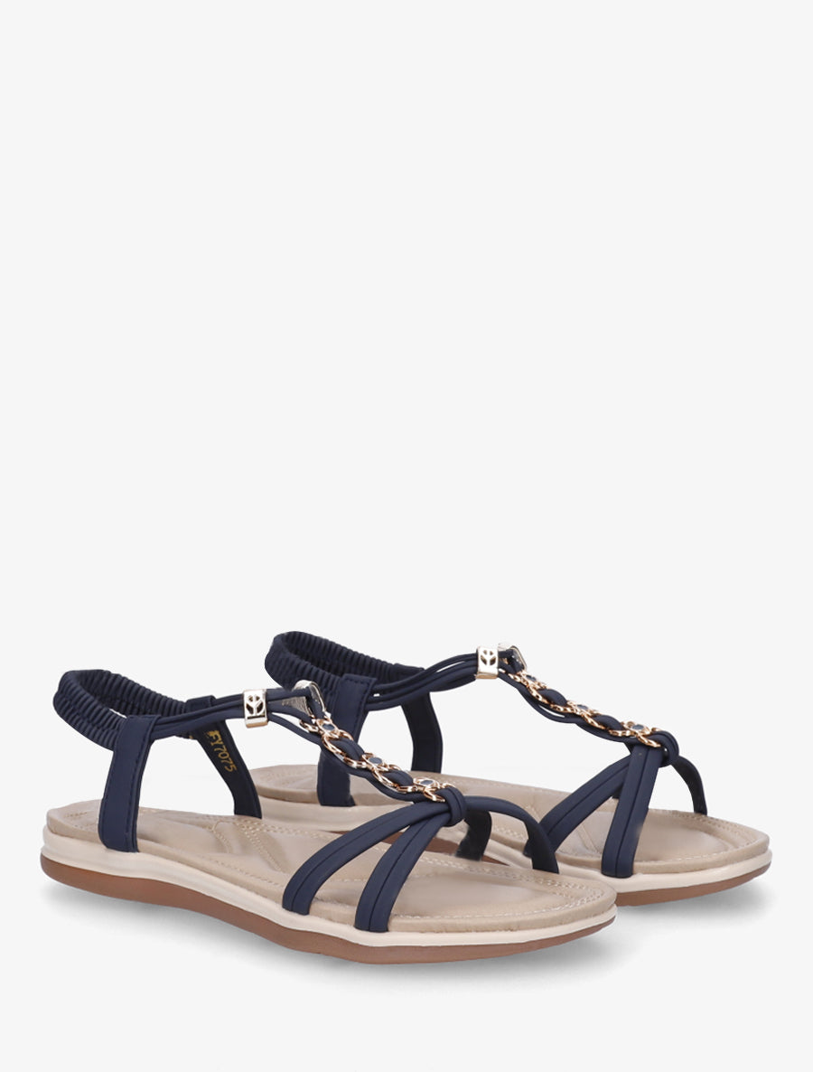 Nu-pieds à empiècement bijoux - Bleu - 4