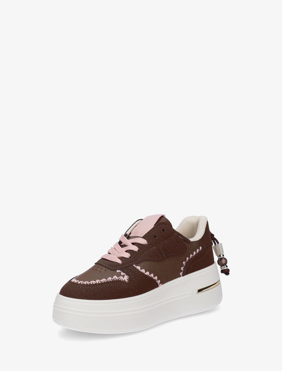 Baskets à plateforme et pampilles - Marron - 3