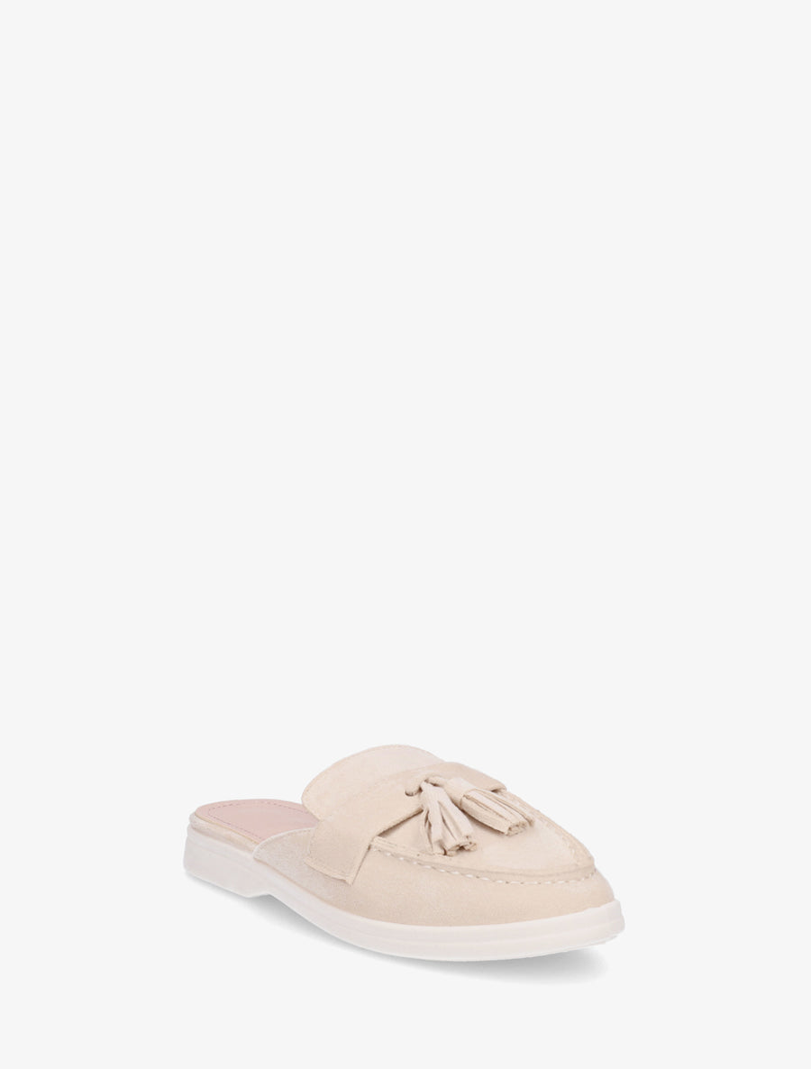Mules style mocassin à pampilles - Beige - 2