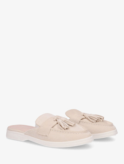 Mules style mocassin à pampilles - Beige - 4