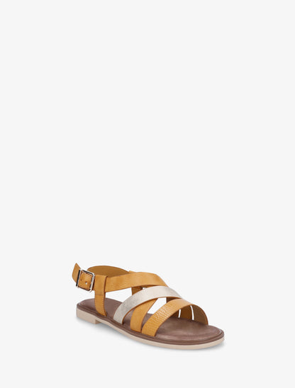 Sandales à brides croisées et irisées en simili - Jaune moutarde - 2