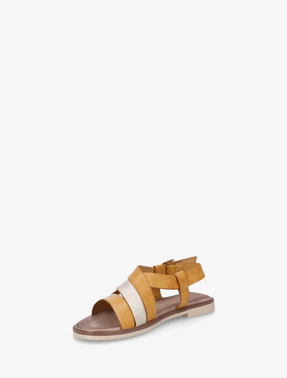 Sandales à brides croisées et irisées en simili - Jaune moutarde - 3