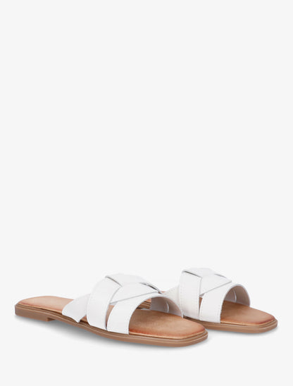 Mules plates à bride effet croisé - Blanc - 4