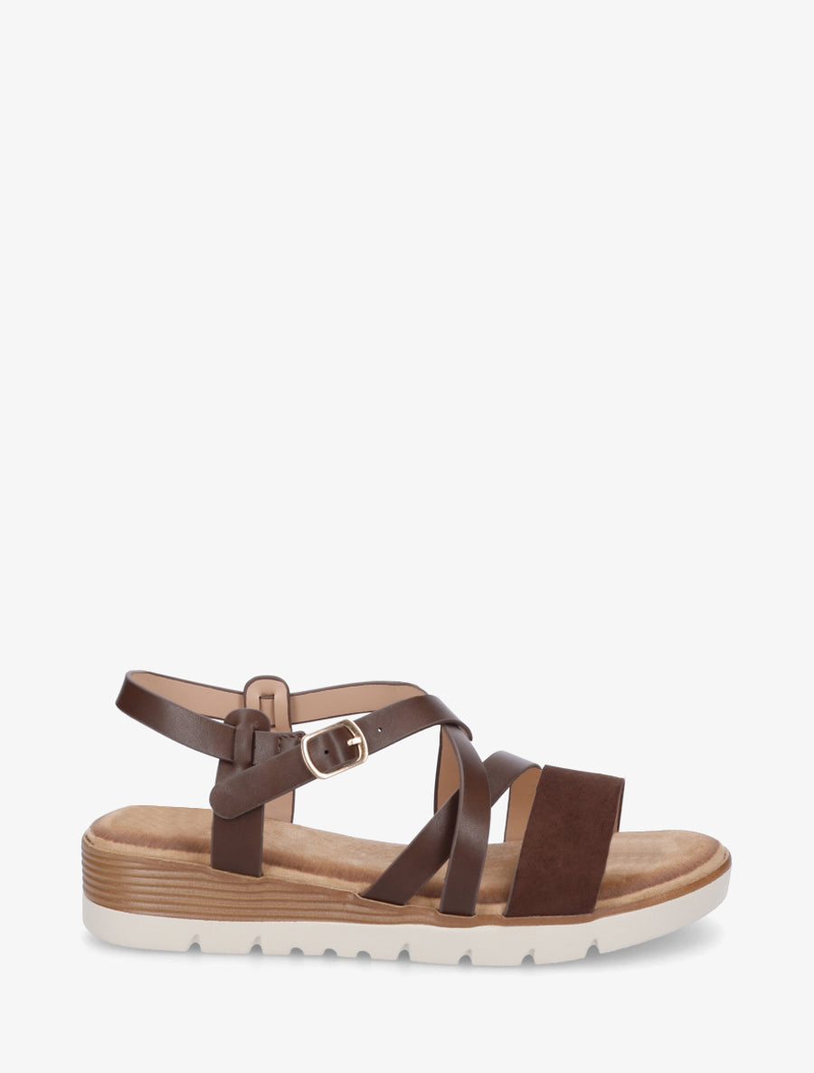 Sandales en simili à bride en suédine - Marron - 1