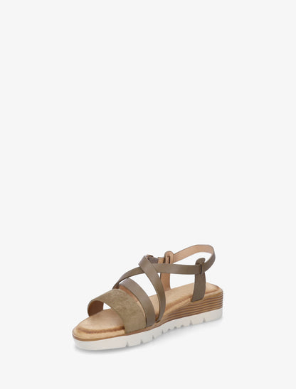 Sandales en simili à bride en suédine - Kaki - 3