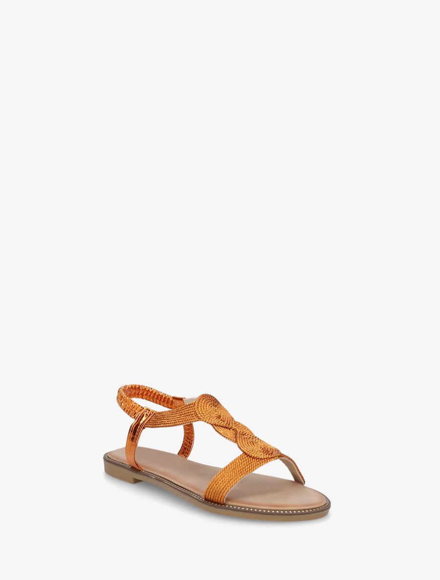 Nu-pieds tressés à cheville élastiquée - Orange - 2