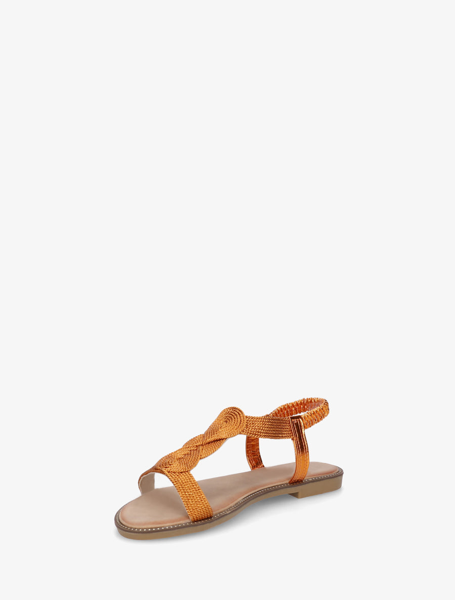 Nu-pieds tressés à cheville élastiquée - Orange - 3