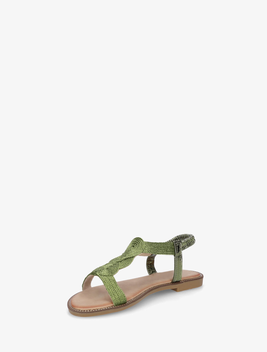 Nu-pieds tressés à cheville élastiquée - Vert olive - 3
