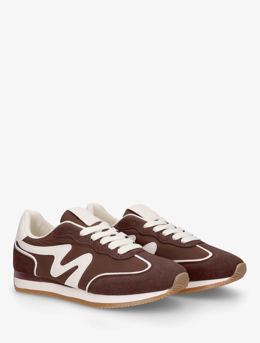 Sneakers à empiècement nubuck - Marron - 4