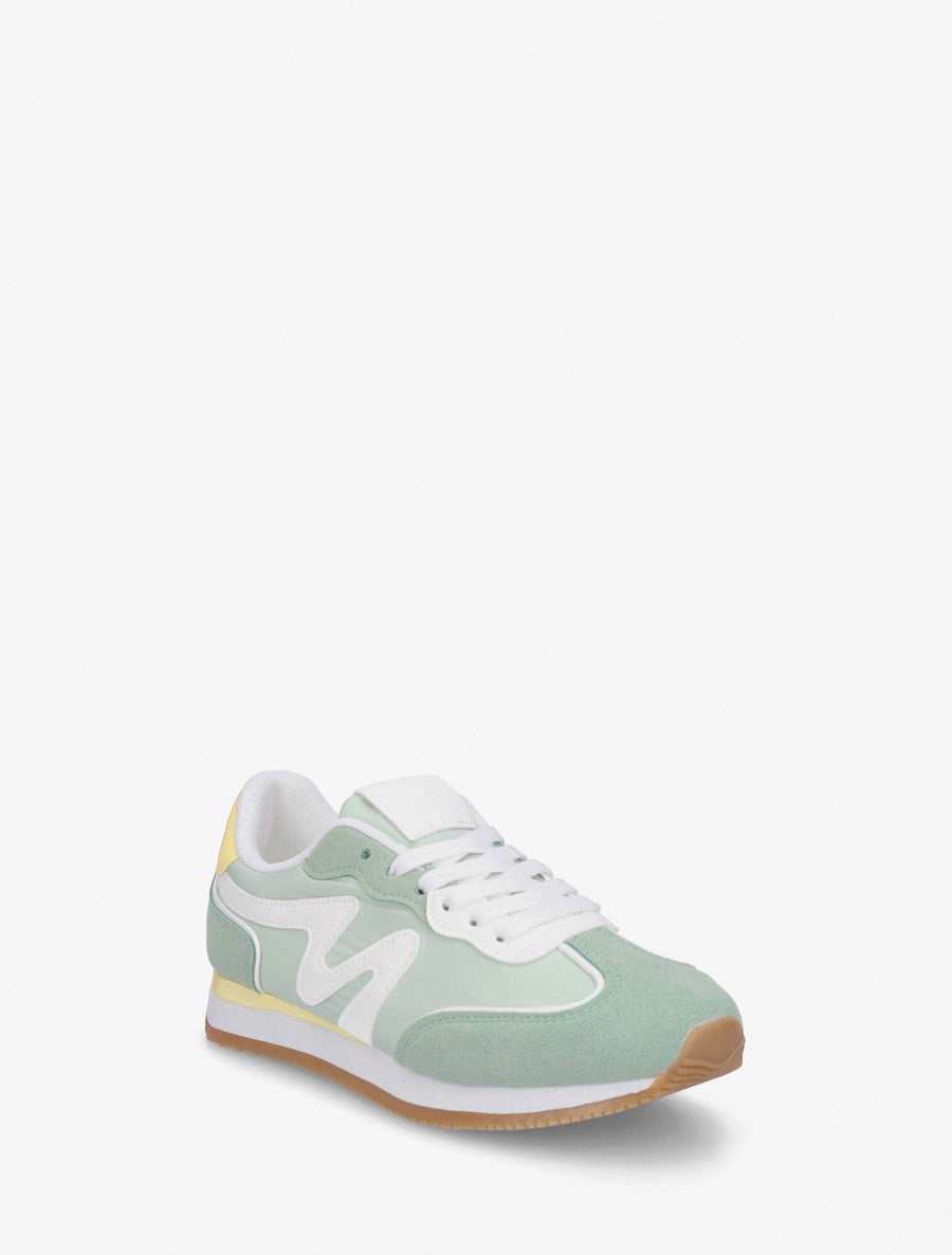 Sneakers à empiècement nubuck - Vert d&