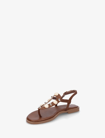 Nu-pieds à clous et bijoux marbrés - Marron - 3