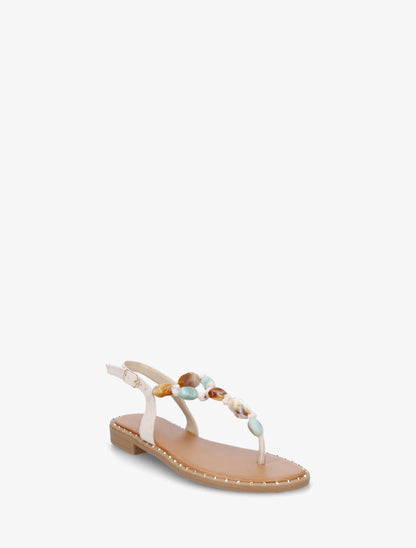Nu-pieds à perles et entredoigt - Beige - 2