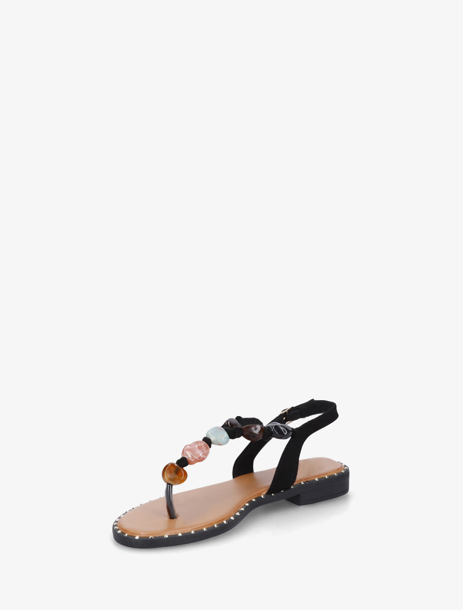 Nu-pieds à perles et entredoigt - Noir - 3
