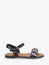 Nu-pieds en simili à bijoux ovales - Noir - 1