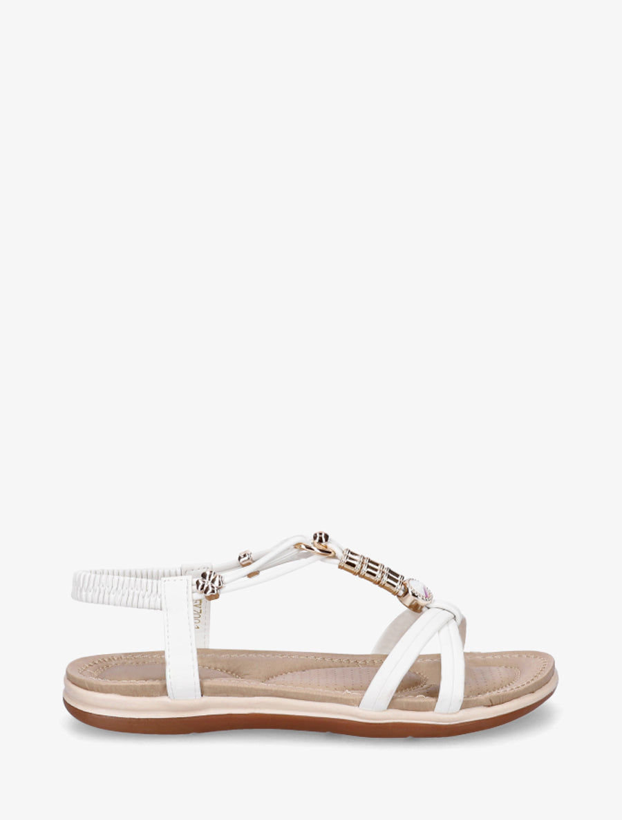 Nu-pieds à empiècement bijoux - Blanc - 1