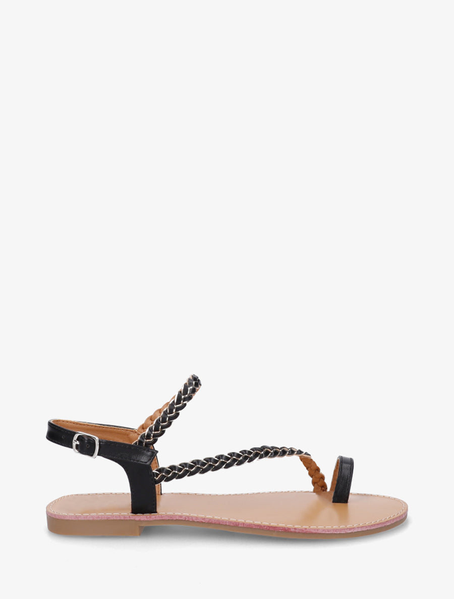 Nu-pieds tressés et irisés à entredoigt - Noir - 1