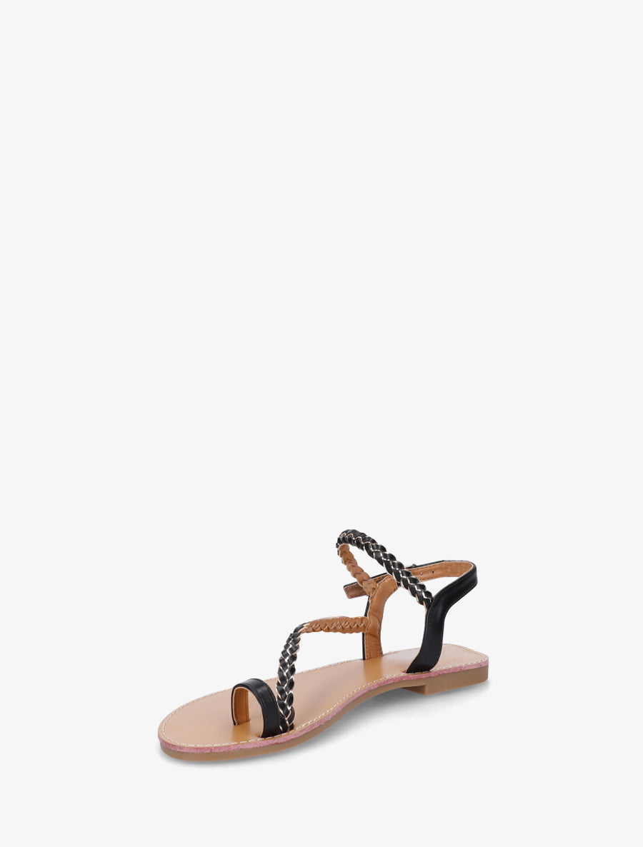 Nu-pieds tressés et irisés à entredoigt - Noir - 3