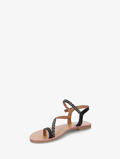 Nu-pieds tressés et irisés à entredoigt - Noir - 3