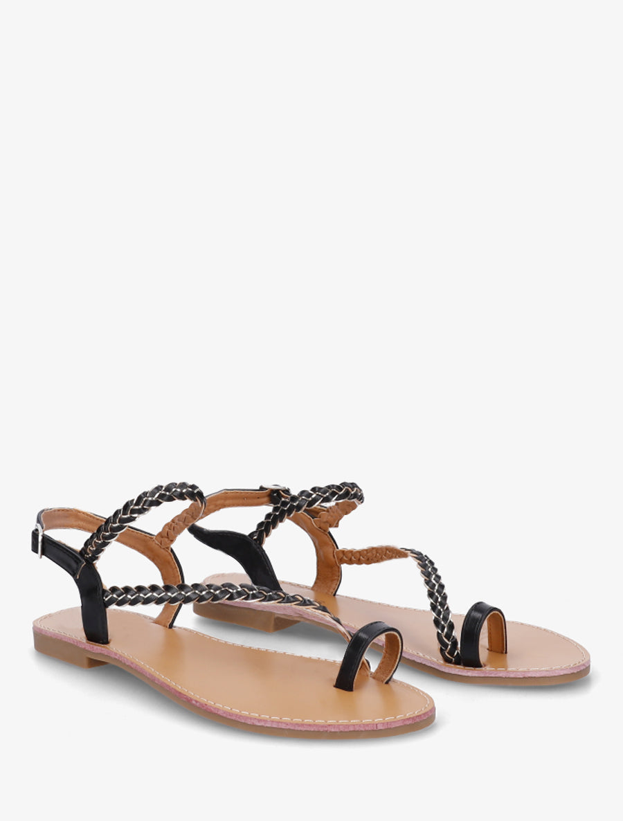 Nu-pieds tressés et irisés à entredoigt - Noir - 4
