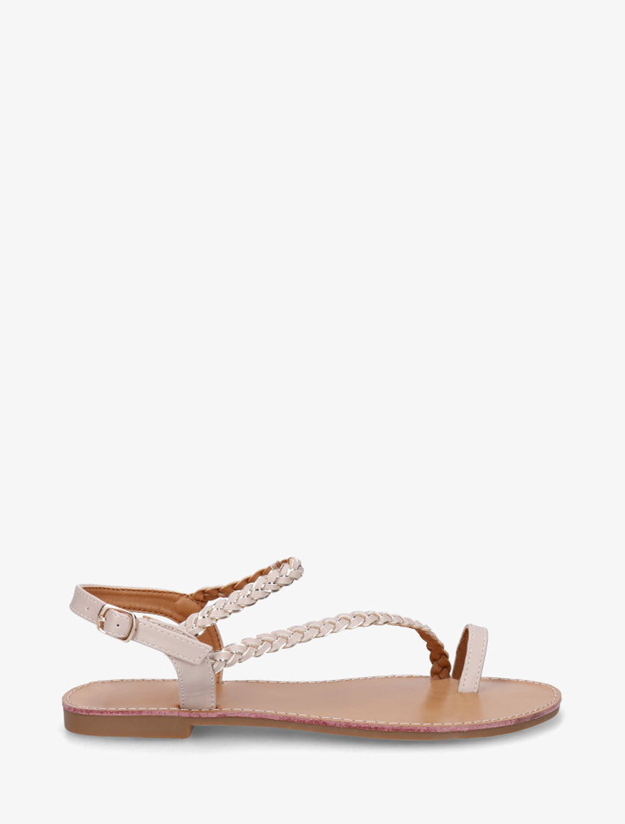 Nu-pieds tressés et irisés à entredoigt - Beige - 1