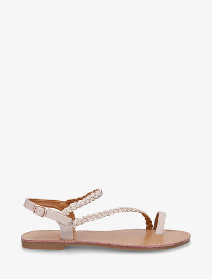 Nu-pieds tressés et irisés à entredoigt - Beige - 1