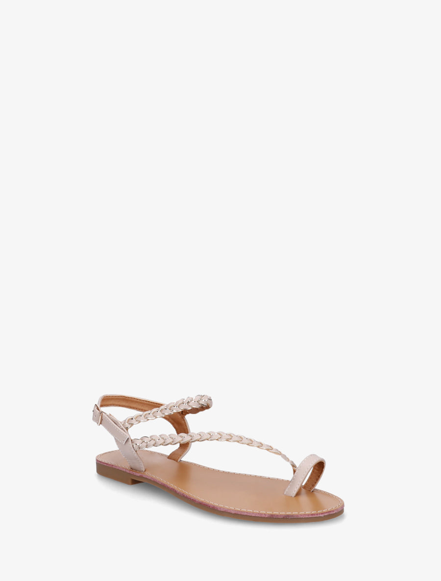 Nu-pieds tressés et irisés à entredoigt - Beige - 2