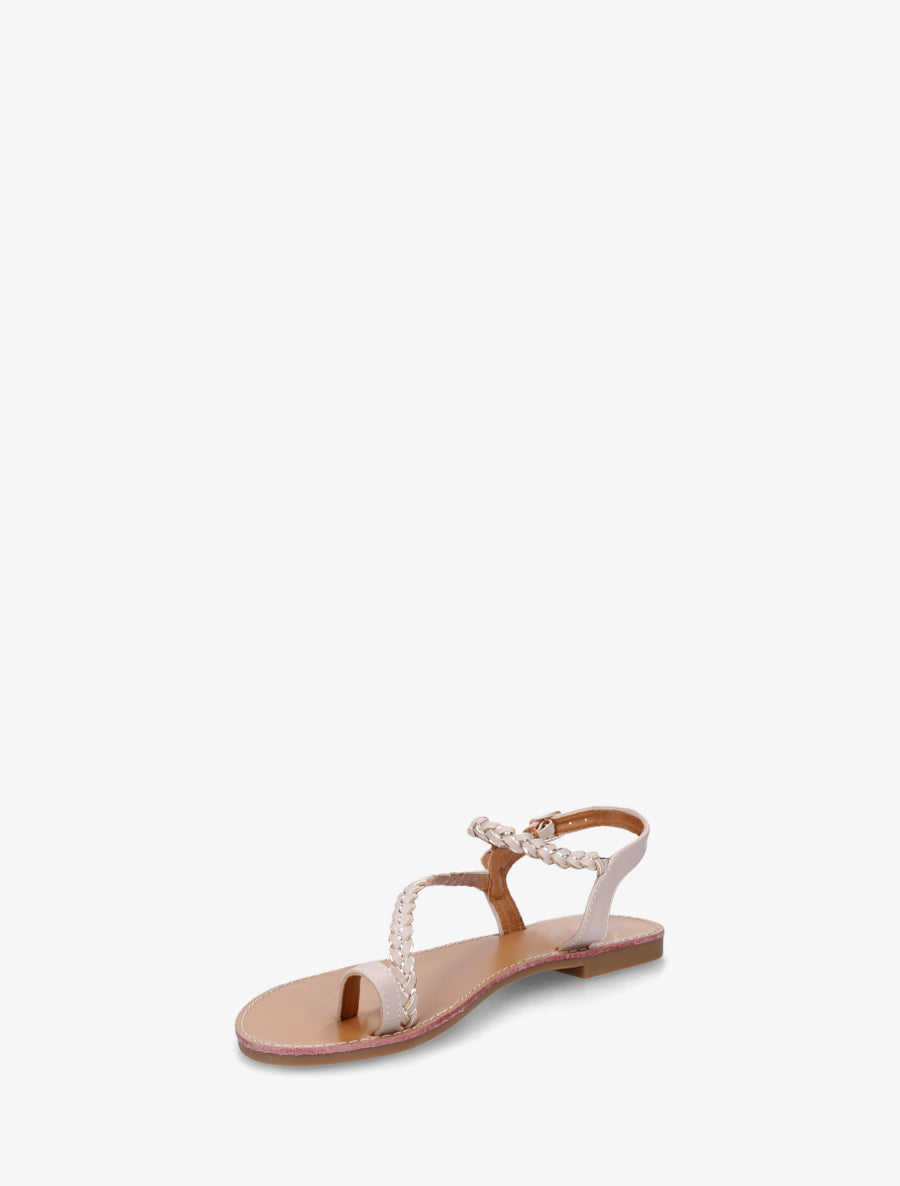 Nu-pieds tressés et irisés à entredoigt - Beige - 3