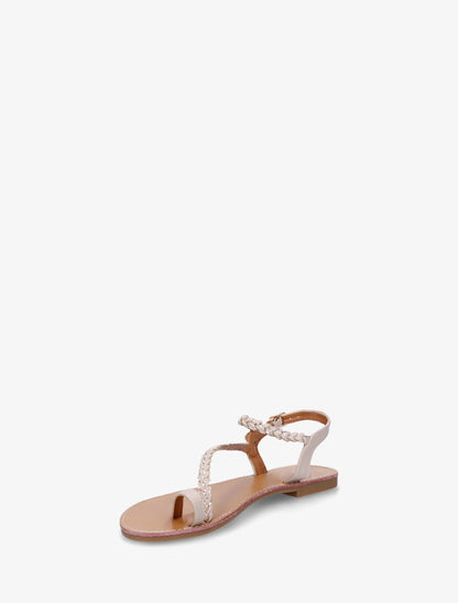 Nu-pieds tressés et irisés à entredoigt - Beige - 3