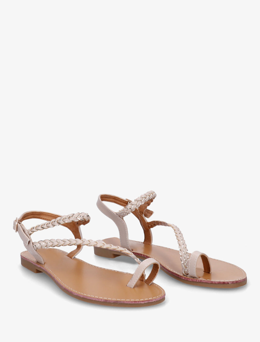 Nu-pieds tressés et irisés à entredoigt - Beige - 4