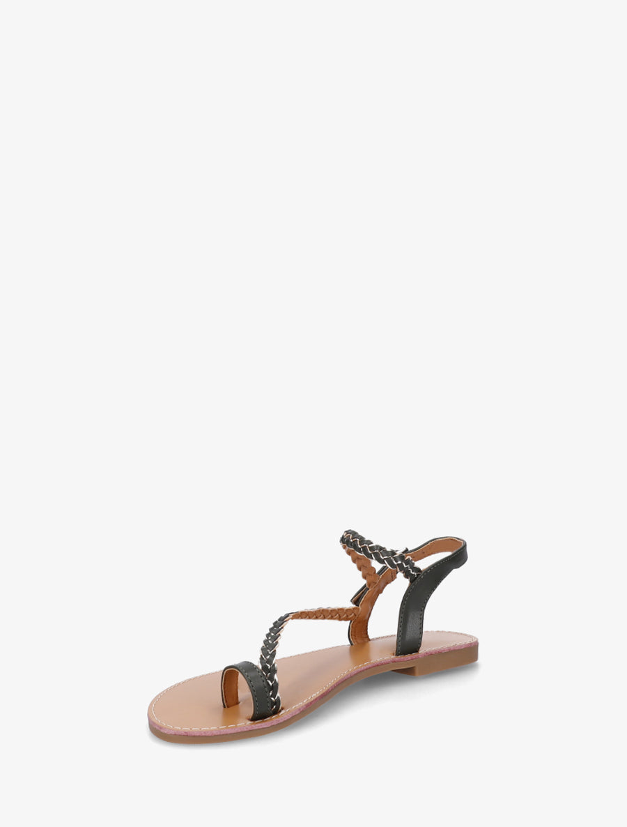 Nu-pieds tressés et irisés à entredoigt - Kaki - 3