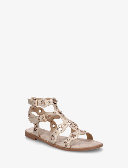 Nu-pieds style spartiates à œillets - Or - 2