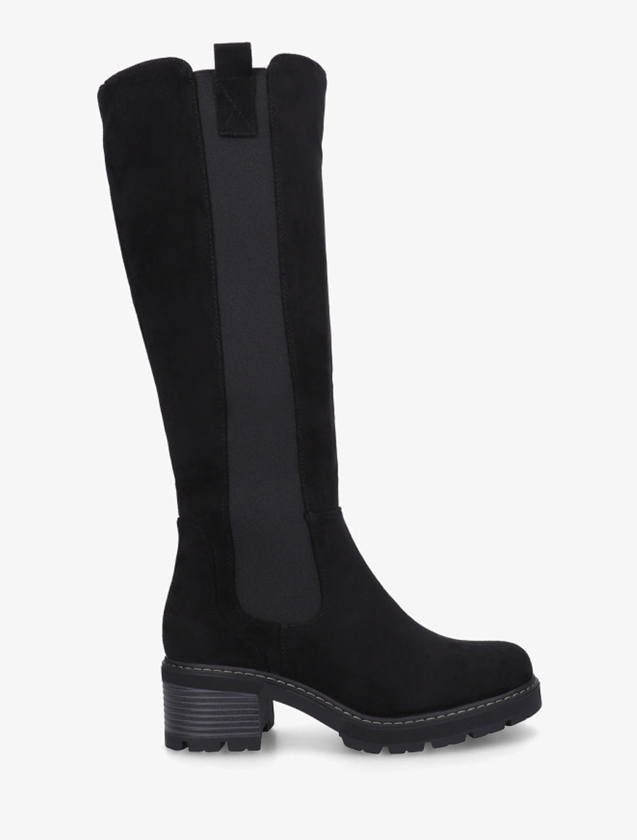 Bottes élastiquées en suédine à bout rond - Noir - 1