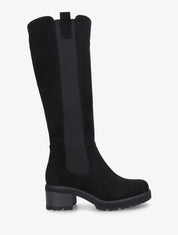 Bottes élastiquées en suédine à bout rond - Noir - 1