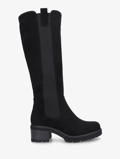 Bottes élastiquées en suédine à bout rond - Noir - 1